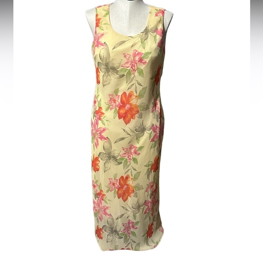 VINTAGE STUDIO C PLUS size 18W yellow floral maxi dress sleeveless